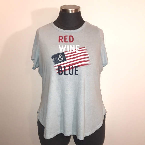Lane Bryant Tops - Lane Bryant 18/20 “Red Wine & Blue” Patriotic Tee Lane Bryant Tops - Lane Bryant 18/20 “Red Wine & Blue” Patriotic Tee